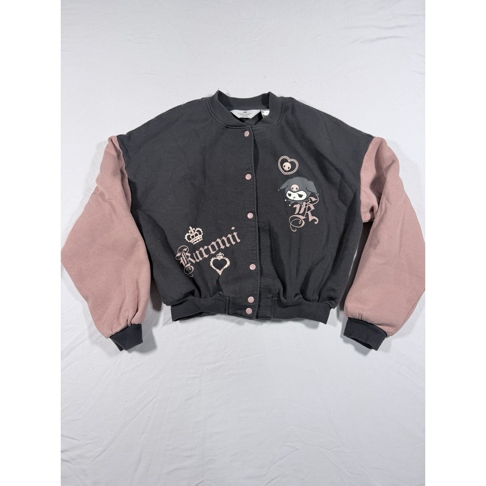 Kuromi Sanrio Baseball Jacket Size Kids US 12 / 14 Black Pink H&M Official